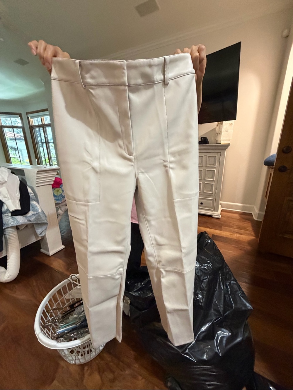 Brochu Walker Cream Tailored Ponte Slim Trousers